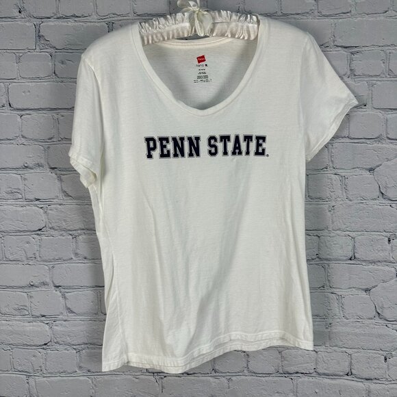 Hanes Women's Nano-T 100% Cotton Penn State V-Neck Tee Shirt, Size Medium, White - Picture 1 of 5